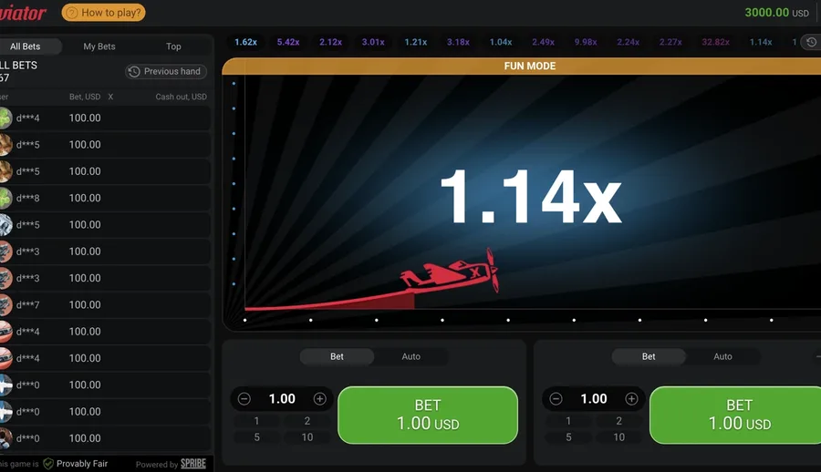 Aviator crash game by Spribe - the plane climbing with a rising multiplier