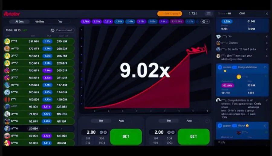 Aviator-Live-Einsatz-Feed zeigt andere Spieler, die bei verschiedenen Multiplikatoren auszahlen