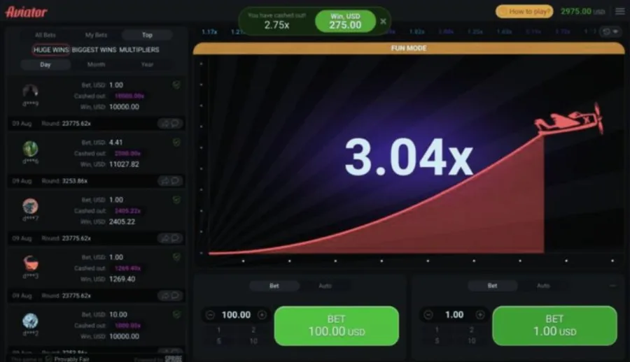 Ronda de Aviator en curso en un casino online, con el multiplicador subiendo sobre el panel de apuestas